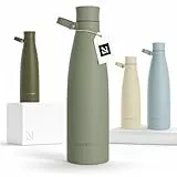 LARS NYSØM Trinkflasche Edelstahl 1000ml | Isolierflasche 1 Liter | Auslaufsichere Wasserflasche für Sport, Fahrrad, Hund, Kinder (Sage Green, 1000ml)