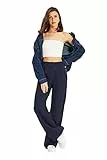 TRENDYOL Damen Offene -Gerader Hose Pants, Navy Blau, 42 EU
