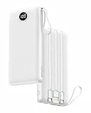 VRURC Powerbank 20000mAh mit Kabel USB C Power Bank Schnelles Aufladen 22.5W Tragbares Ladegerät Fast Charging mit LED Display Externer Handyakkus Kompatibel mit iPhone, Huawei
