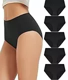 Bobelle Wear Unterhosen Damen Baumwolle Unterwäsche Hohe Taille Slips Atmungsaktiv Panties Weich für Frauen 5er Pack（XL,Schwarz