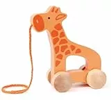 Hape Nachzieh-Giraffe - Holz-Nachziehtier, Schiebe- und Ziehspielzeug, Motorik- und Lauflernspielzeug, für Kleinkinder ab 12 Monaten