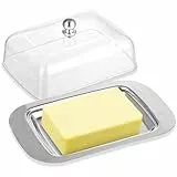Edelstahlbutterdose Butterdose, mit Deckel und Griff Edelstahl-Butterdose,Fassungsvermögen für 250 g Butter, geeignet für die Aufbewahrung von Käse, kalten Gerichten, Kuchen, Desserts,Früchten