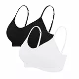 Vertvie Damen 2/3/4er Set Basic Wohlfühl BH Sport BH Spaghettiträger Bralette ohne Bügel Nahtlose Gepolsterte mit Spaghetti Bra Top Low Support Bra(EU L/Tag XL,Schwarz/Weiß)