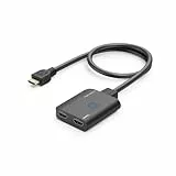 Hama HDMI Splitter 4K 1 In 2 Out (4K@30Hz, Adapter zur Übertragung eines HDMI-Signals auf 2 Ausgabegeräte, z. B. Beamer, Bildschirm oder 2 Monitore gleichzeitig, 60 cm) schwarz