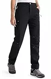 Libin Damen Wanderhose Thermohose Gefüttert Winter Outdoorhose Warme Softshellhose Wasserdicht Winddicht Skihose Trekkinghose, Schwarz XXL