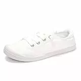 HEVA Damen Canvas Slip-On Sneakers Mode Casual Canvas Schuhe Bequeme Wanderschuhe(7UK 41EU, Neu Weiß)