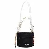 Hp hope Beuteltaschen für Damen, leichte Puffy Bucket Bag mit Lammwollfutter, lässige Umhängetasche, Handtasche für den täglichen Gebrauch, Schwarz, Schwarz
