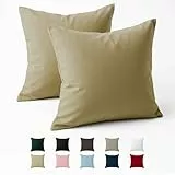 Dreamzie Kissenbezug 40x40 Baumwolle Renforcé (2er-Set) - Beige - Dicht gewebt mit 57 Fäden/cm² - 40x40cm Kissenbezug - Oeko Tex Zertifiziert