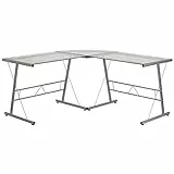 Flash Furniture L-förmiger 84-Zoll-Computer, Heimbüroecke, Gaming-Schreibtisch, platzsparend, einfach zu montieren, klar/Silber, 1 Stück