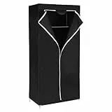 SONGMICS Kleiderschrank, Stoffschrank, Faltschrank mit Kleiderstange, Kleiderständer, Aufbewahrung für Taschen, Spielzeug, Schuhe, Schlafzimmer, Ankleidezimmer, 75 x 45 x 160 cm, schwarz RYG83H
