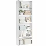VASAGLE Custos Kollektion - Bücherregal, 6-stöckiges Regal, offenes Aufbewahrungsregal, Standregal, 24 x 60 x 178,5 cm, für Wohnzimmer, Homeoffice, Esszimmer, wolkenweiß LBC169T14