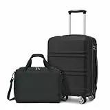 KONO 55cm Handgepäck-Koffer Trolley Set 2 Teilig Gepäcksets, Kleiner Koffer mit Rollen Handgepäck Set mit Ryanair Reisetasche 40x30x20cm, Schwarz