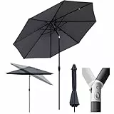 Sekey Alu-Sonnenschirm 330cm Sonnenschirm Gartensonnenschirm mit UV-Schutz，Windfester Sonnenschirm mit Kurbel für Balkon Garten & Terrasse Sonnenschutz UV 50+