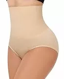 YARRCO Damen Unterhose Bauchweg Shapewear Miederslips Nahtlose Miederhose Hohe Taille Miederpants Body Shaper Slips Formende Unterwäsche Höschen (Beige, M)