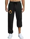 CMTOP Jogginghose Herren Baumwolle Thermo Dicke Breite Jogginghosen Baggy Warme Fleece Gefütterte Weit Gym Sporthosen Winter Track Pants mit Reißverschluss Taschen(Schwarz,XL)