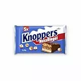 Knoppers NussRiegel – 1 x 200 g (5 Riegel) – Schokoriegel mit Milch- und Nougatcreme, Haselnüssen, Karamell und Vollmilchschokolade