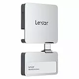Lexar Professional Go Portable SSD mit HUB 1TB, ultrakompakt, unterstützt Apple ProRes, bis zu 1050MB/s Lesen und 1000MB/s Schreiben, USB 3.2 Gen 2, für iPhone 15/16, Silber