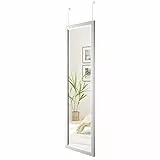Dripex Wandspiegel 33x119cm Spiegel unbrechbarer Garderobenspiegel Flurspiegel höhenverstellbarer Hängespiegel mit Haken (Silber)