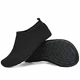 SAGUARO Hausschuhe Herren Damen Hüttenschuhe Leicht Rutschfest Pantoffeln Cozy Atmungsaktiv Sockenschuhe Home Flache Cozy Slippers, Reines Schwarz 44/45EU