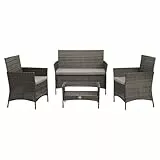 SVITA Brooklyn Gartenmöbel Poly Rattan Sitzgruppe Essgruppe Set Sofa-Garnitur Lounge Grau