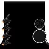 Fotohintergrund, 3x3m/9.8x9.8ft Schwarzer Stoff, Orthland Hintergrund Fotografie mit 4 Leimzwinge, Fotohintergrund Faltbarer für Fotostudio, Video, Modefotografie, Hochzeiten, Partys und Geburtstage