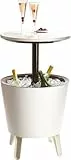 Keter 17186745 Café- und Loungetisch Cool Bar, Kunststoff, beige/braun, ausziehbar