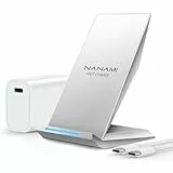 Fast Wireless Charger, NANAMI Qi kabelloses Ladegerät (mit USB C ladegerät 20W PD Adapter) für Apple iPhone 16 15 14 13 12 Pro Max Xr Xs, 10W Induktive Ladestation für Samsung Galaxy S25 S24 S23 S22