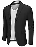 COOFANDY Sakko Herren Sportlich Blazer Anzugjacken Business Freizeit Slim Fit Jackett Sommer Sportsakko Schwarz L