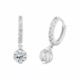 Amor Creolen 925 Sterling Silber Damen Ohrschmuck, mit Zirkonia synth., 2,1 cm, Silber, Kommt in Schmuck Geschenk Box, 2023071