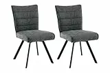 byLIVING Stuhl 2-er Set Robbie/Bezug in anthrazit, Gestell in schwarz / 360° drehbar & Taschenfederkern/Esszimmerstuhl/Polsterstuhl/B 48 x H 89,5 x T 63,5 cm