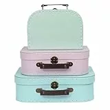 Jewelkeeper - Pappkoffer, Satz von 3 - Storage Geschenkboxen für Geburtstag, Hochzeit, Kinderzimmer, Büro, Dekoration, Displays, Spielzeug, Fotos - Retro Pastell Aufbewahrungsboxen