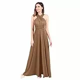 Langes Maxikleid für Damen, schulterfrei, sexy, für Hochzeit, Brautjungfer, Abendkleid, bodenlang, für Abschlussball und Abendveranstaltungen Gr. Small, braun