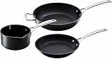 Le Creuset Aluminium-Antihaft 3-teiliges Kochset, Ø 16, 24 und 26 cm, Für alle Herdarten inkl. Induktion geeignet, Anthrazit/Silber, 51804000010002