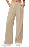 Timuspo Palazzo Hose Damen Elegant Hohe Taille Stoffhose Sommer Business Casual Plissee Hosen Khaki S