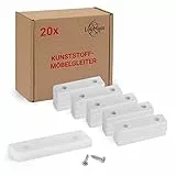 LouMaxx Möbelgleiter Kunststoff – Bodenabstandshalter 50 x 14 x 5 mm – Kunststoffgleiter zum Anschrauben im praktischen Mehrfachpack – 20er Set Mini Möbelfüße weiß inkl. Schrauben