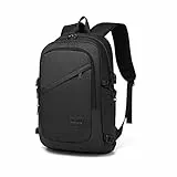 KONO Rucksack Herren, Laptop Rucksack 15,6 Zoll Schulrucksack Teenager Arbeit Laptoptasche mit USB Ladeanschluss Anti Diebstahl Reisen Backpack Notebook College Business Damen, Schwarz