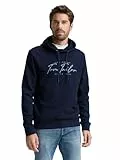 TOM TAILOR Herren 1047825 Hoodie Sweatshirt mit Logo-Print, 15148-Sky Captain Blue, M