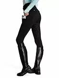 FitsT4 Sports Winterreitleggings Damen Silikon Vollbesatz Reithose Winter mit Fleecefutter mit Taschen und Gürtelschlaufen