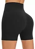FuelMeFoot Radlerhose Damen Kurze Sporthose High Waist Shorts Leggings Unterhosen Sommer Leggins Fitness Hotpants Gym Bike. A01-Schwarz S/M