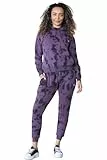 Bahob ® Trainingsanzug-Set für Damen, Batikmuster, 2-teiliges Damen-Trainingsanzug-Set, Kapuzenpullover und Stretch-Jogginganzug, Trainingsanzüge fürs Fitnessstudio, Activewear-Set, S bis XXL (WTDT-10