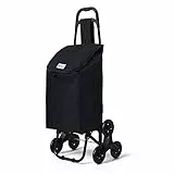 VOUNOT® Einkaufstrolley Treppensteiger, Trolly Einkaufswagen Klappbar, Hackenporsche mit 3 Räder, Wasserdichter, 32L Schwarz (Oxford) 94 x 37 x 34 cm