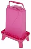 Kerbl Hobbyfarming Futterautomat mit Standfüßen, Automatische Futterzufuhr, Inkl. Standfüße, Abnehmbarer Deckel, Wetterbeständig, Leichte Reinigung, Transparenter Behälter, Für Geflügel, 5,5l, pink