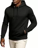 Leif Nelson Herren Hoodie Slim Fit, Kapuzenpullover mit Kordelzug, Langarm Sweatshirt mit Kapuze für Alltag, Sport & Freizeit, Schwarz, Figurbetont, Größe XL