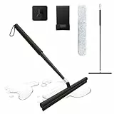 Duschabzieher Schwarz mit Teleskopstiel 30-120cm, Fensterwischer und Fensterabzieher 2 in 1, Bodenabzieher & Wasserschieber für Badezimmer, Dusche, Fenster putzen, Silikon Glasreiniger Fensterreiniger