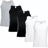 Fruit of the Loom Herren-Achselshirts der Marke, Tanktop, T-Shirt, in Allen Größen und Farben erhältlich, 5 Stück Gr. L / 104,14 cm-109,22 cm, 2 Black 2 White 1 Grey