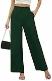 BEIGAI Damenhose, Sommer, lässig, hohe Taille, weites Bein, elegante Komfort-Hose, dunkelgrün, 3XL