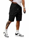 JMIERR Cargo Shorts Herren Sommer Casual Kurze Hosen Herren Elastische Taille mit Taschen Schwarz XL