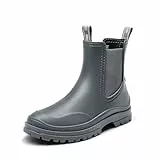 DREAM PAIRS Stiefel Damen Gummischuhe Halbhoch Chelsea Boots Frauen Ankle Wellies Wasserdicht Regen Bequem Anti-Rutsch,Size 40,Grau,SDRB2405W-E