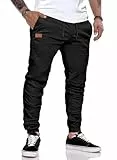 Meilicloth Jogginghose Herren Hosen Baggy Multifunktionshose Cargo Freizeithose Lang Mode für Herren Schwarz L