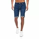JEEL Herren Kurze Hosen - Slim-Fit Jeans-Shorts - 5-Pocket-Style - Stretch Herren-Shorts - Kurze Hose für Männer - Basic Washed - 1-Navy - 32W